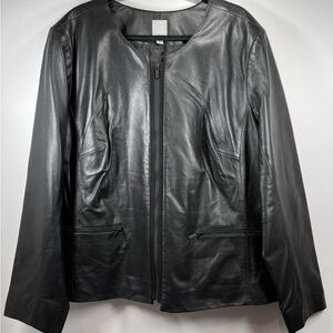 NWT HALOGEN Women’s Plus‎ Size 100% Leather Jacket Size 24W